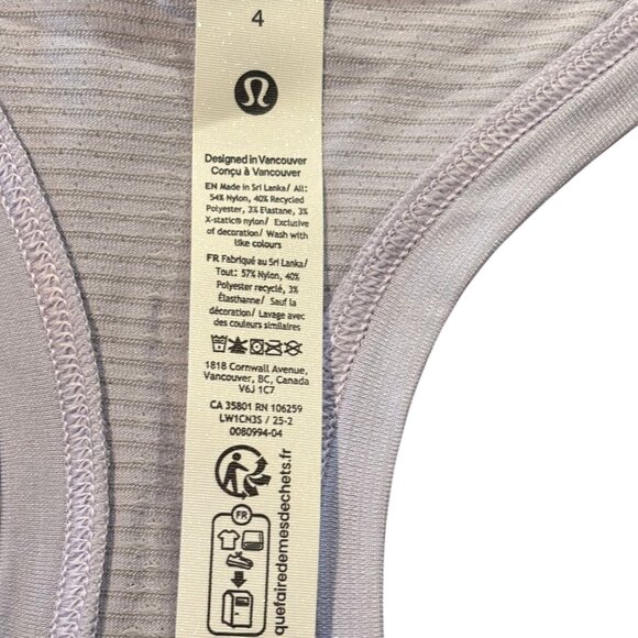 Lululemon Swiftly Tech Racerback Tank Top 2.0 Race* Lavender Frost Sz 4 NWT - Picture 7 of 10